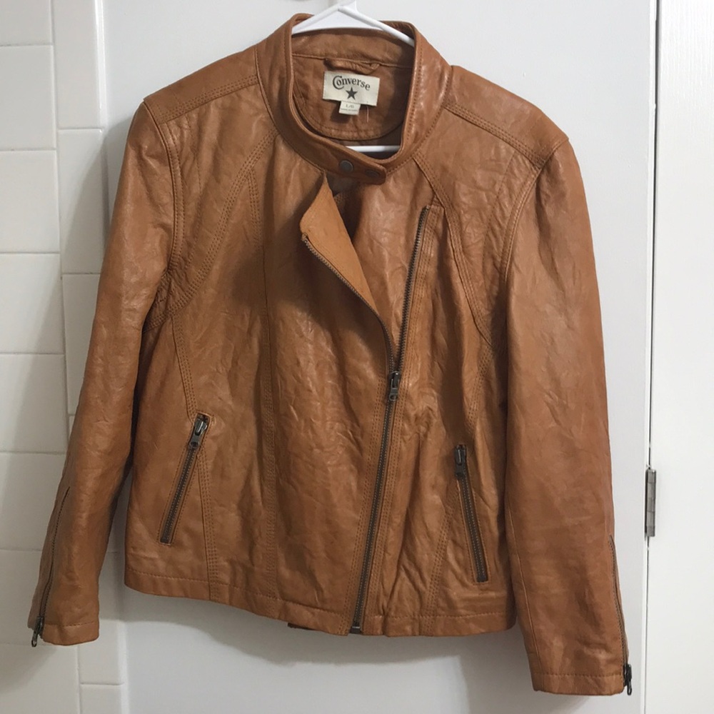 Converse Real leather asymmetrical jacket